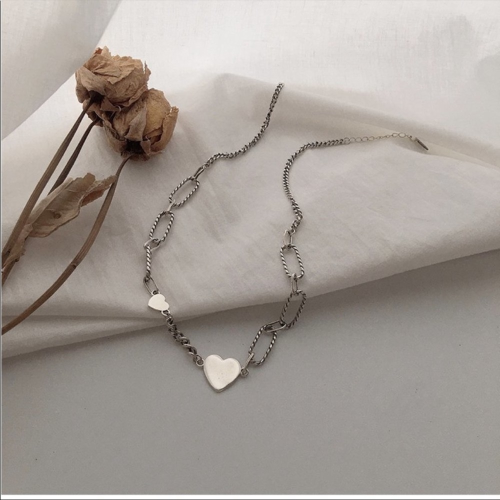 NEW NECKLACE 925 STERLING SILVER HEART NECKLACE - Picture 2 of 7